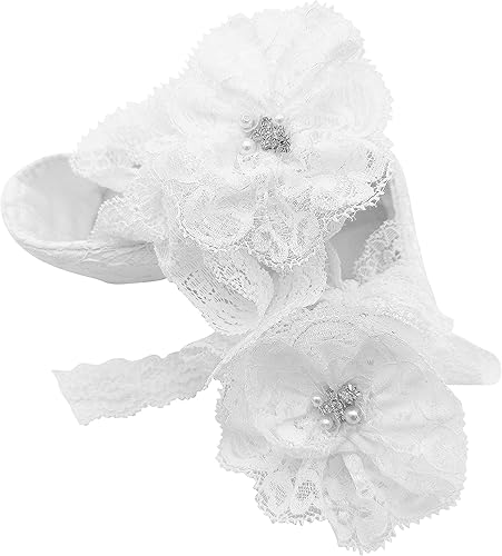 Miniatura 5 de Glamulice Conjunto de zapatos y diadema para recién nacidos, para bautizo, bautizo, sesión de fotos, comunión, para recién nacidos