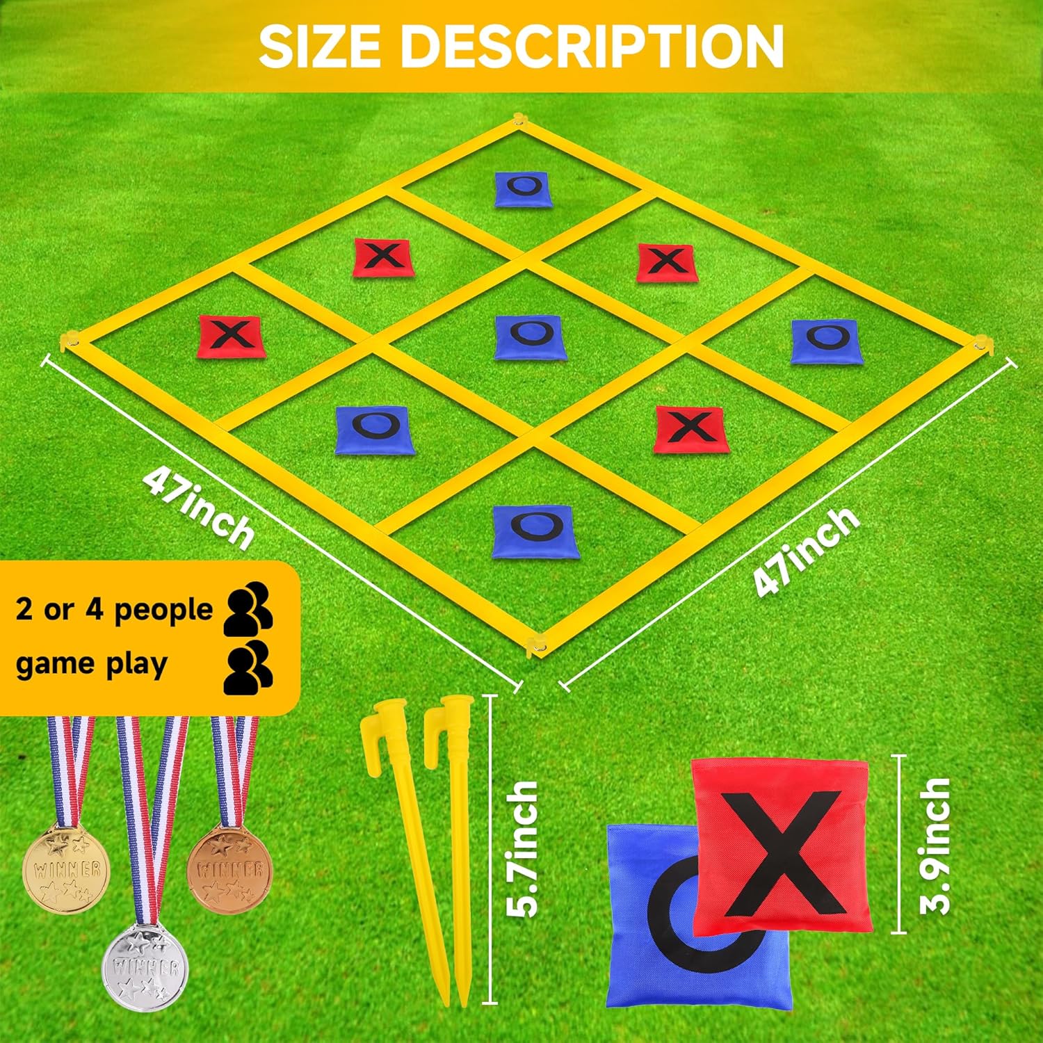 VANPET Outdoor Giant Tic Tac Toe Bean Bag Toss Games for Kids Adults Family, Large Outside Lawn Yard Backyard Carnival Field Day Game, Beach Picnic Camping Birthday Party Family Reunion Games