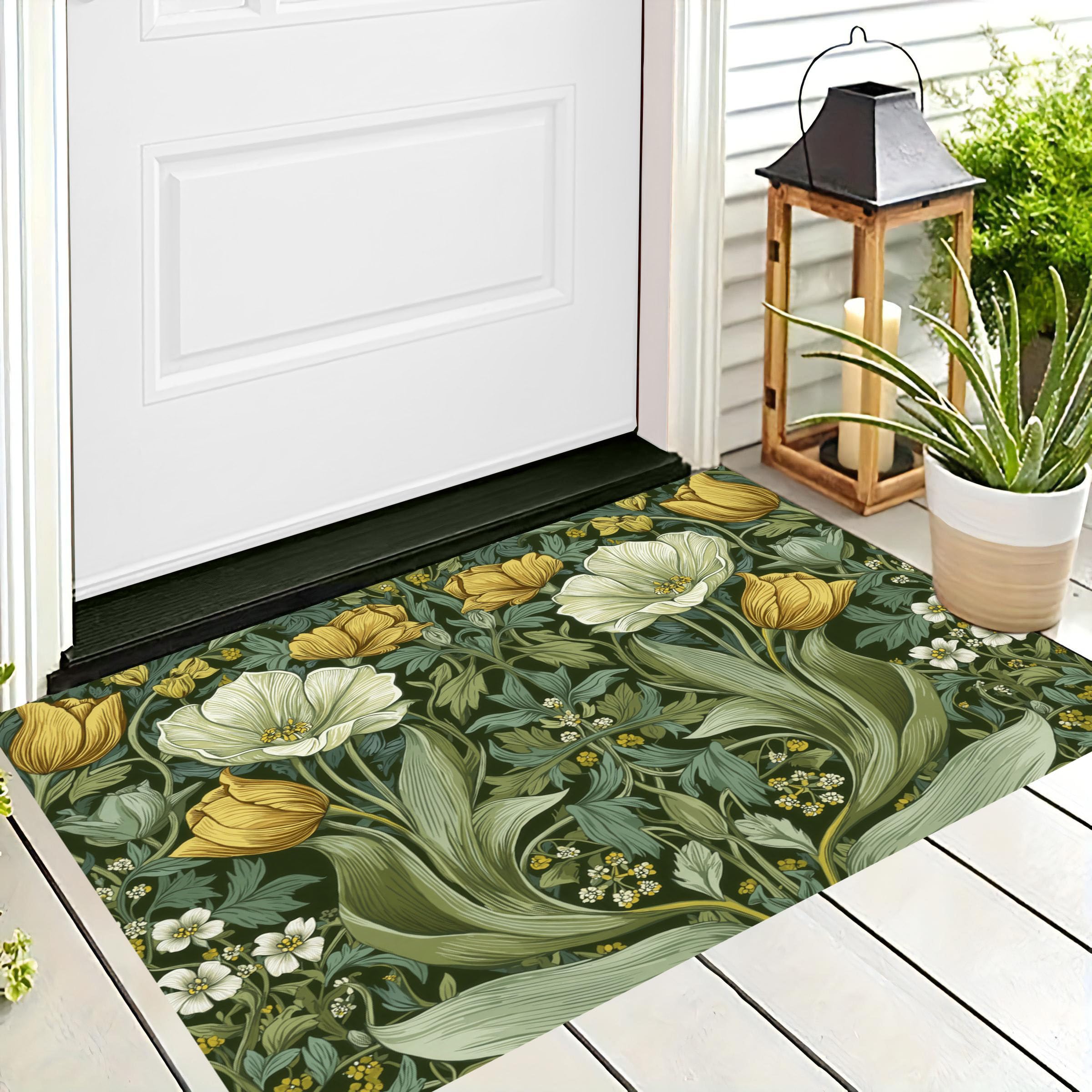 Tapis de sol absorbant et lavable 80x120 cm antidérapant vert
