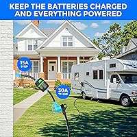 Vista 3 de CircleCord Cable adaptador protector contra sobretensiones RV de 30 amperios a 110 voltios, 8000 julios, NEMA TT-30R a 5-15P, protección contra