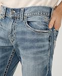 Silver Jeans Men's Zac Medium-Wash Jean with Distressed Flap Pocket