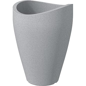 Scheurich Wave Globe High 40 Round Planter - Stony Grey - Made with Recycled Plastic - 10 Year Guarantee - Outdoor Use