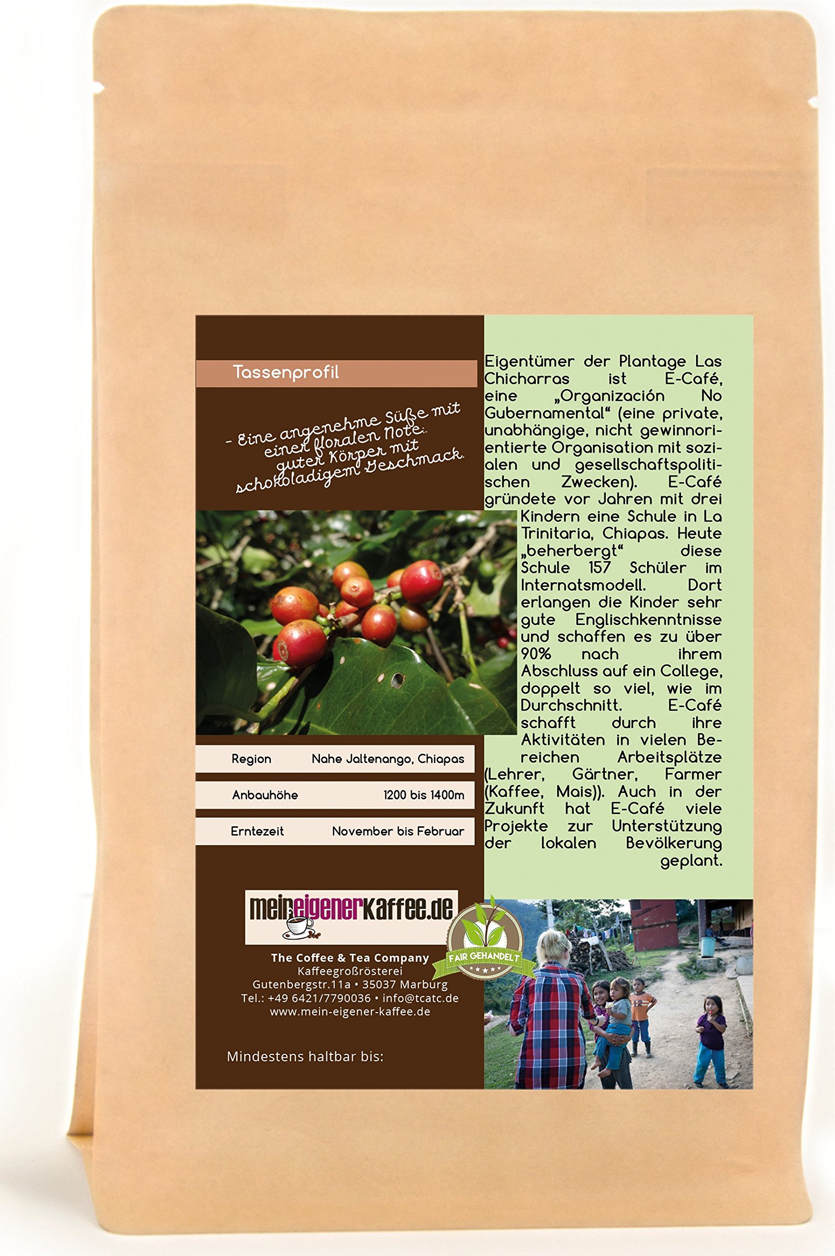 Kaffee Globetrotter - Kaffee Mit Herz - Mexico Finca Las Chicharras - 2 x 1000 g Mittel Gemahlen - für Kaffee-Vollautomat, Kaffeemühle - Röstkaffee Fair Gehandelt | Nachfüllpack Sparpack