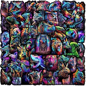 Exciting Animals Sticker Set 50 Pieces Cute Decoration for Car Laptop Skateboard Bicycle Moped Motorcycle Bicycle Computer Suitable for Adults Children