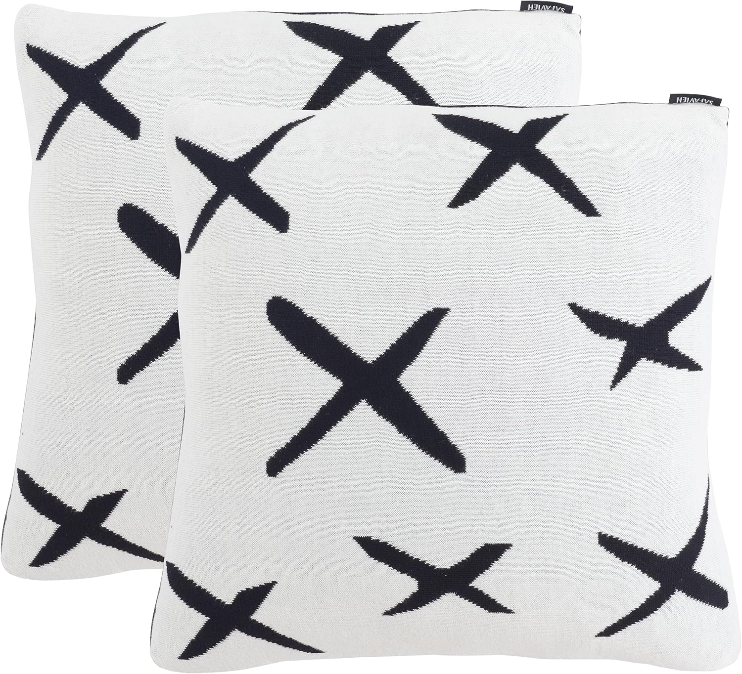 SAFAVIEH Home Collection PLS404 Pillow, Black/Ivory 2 Count