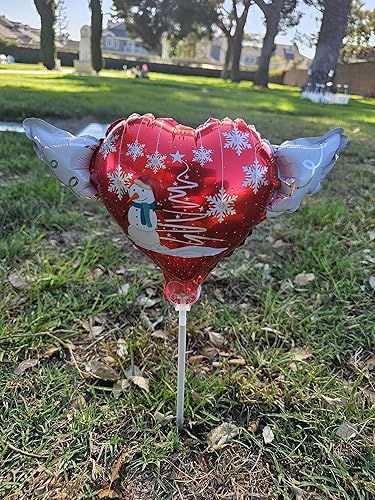 Miniatura 3 de Globos celestiales en un palo de Navidad muñeco de nieve globo en forma de corazón con alas de ángel