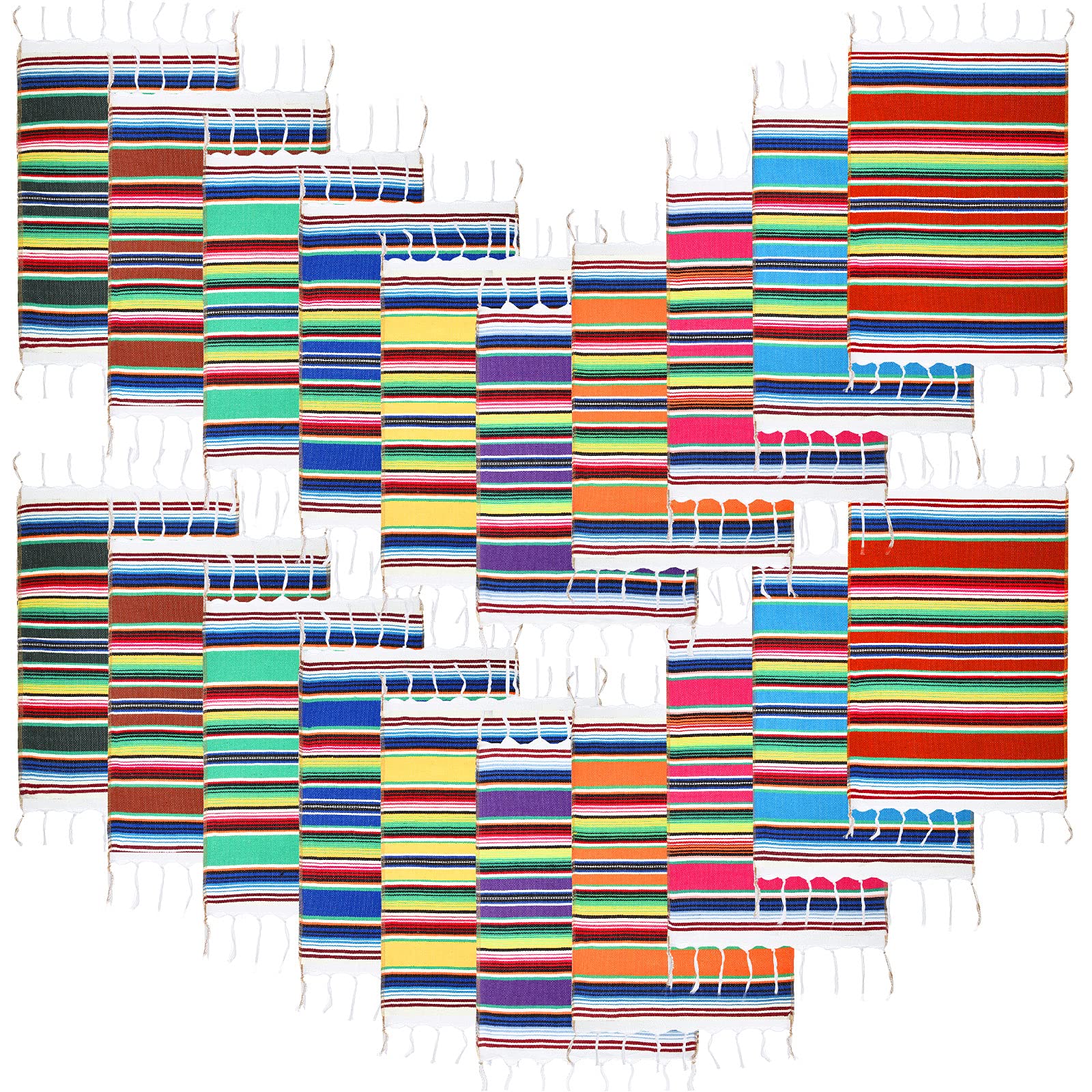 Juego de 20 manteles Individuales Mexicanos Surtidos Serape Lavables para Cinco de Mayo Fiesta Mexicana Decoraciones de Boda, 45,7 x 32,6 cm