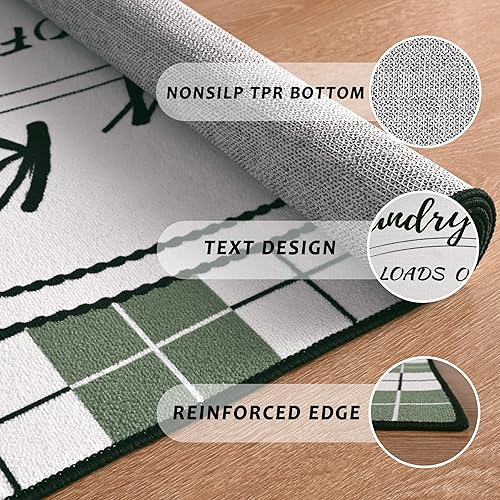 Miniatura 4 de Unirea Alfombra de lavandería, 20 x 48 pulgadas, impresión de texto, antideslizante, alfombra lavable para cocina, baño, accesorios de decoración de