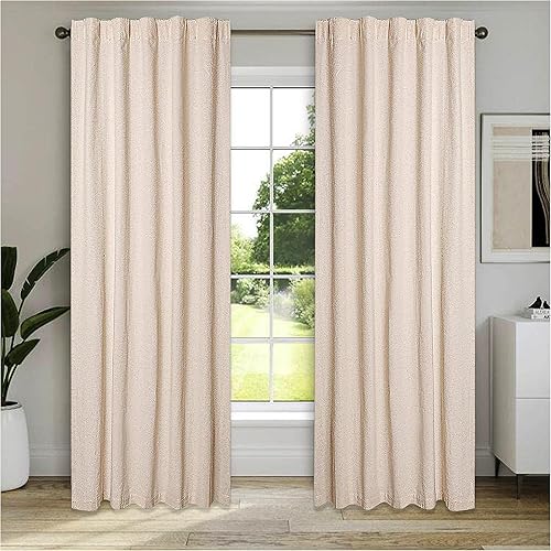 Juego de 2 cortinas de lino con pestaña superior, cortinas de algodón de granja de 50 x 84 pulgadas, cortinas de lino de lino de 2 paneles, paneles