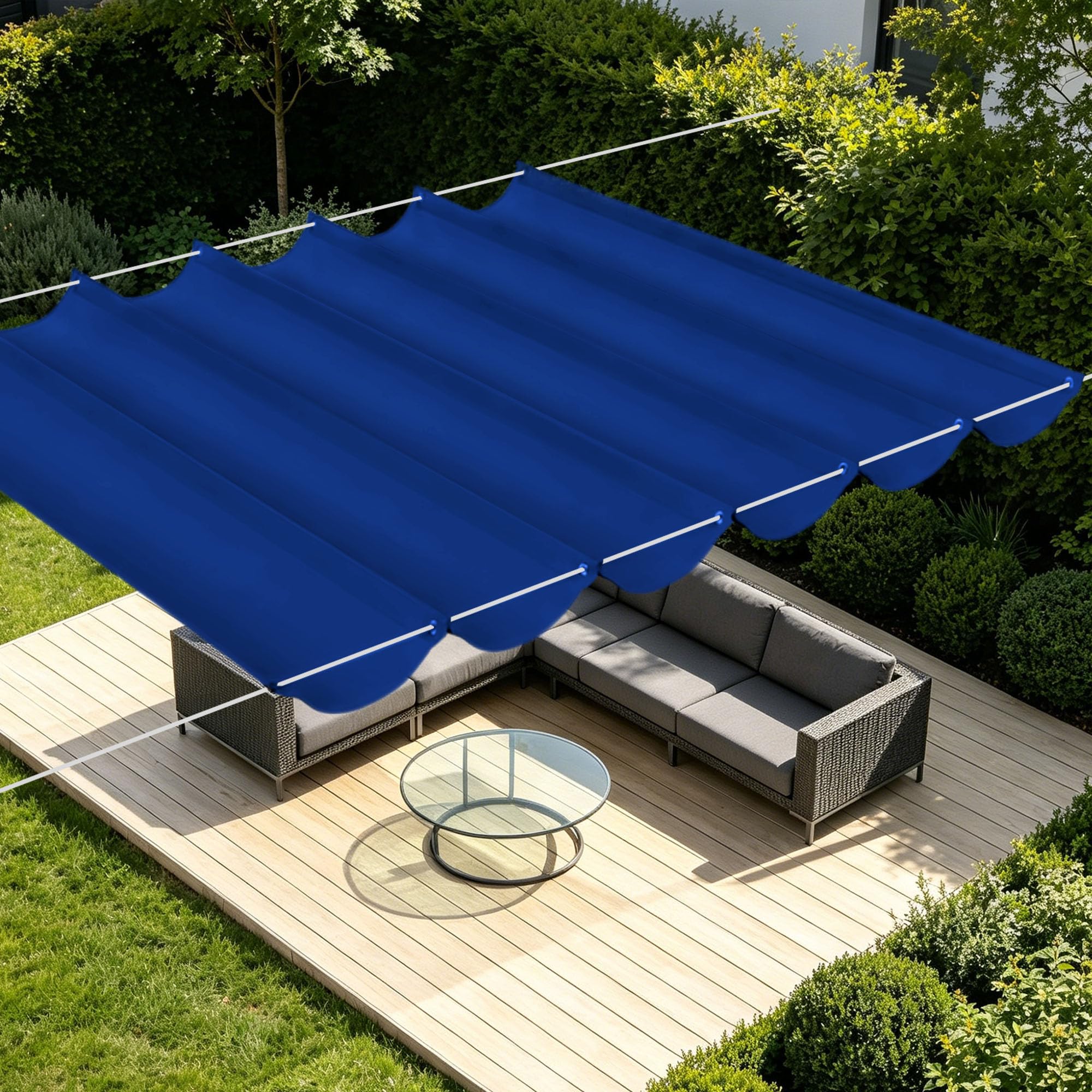 Voile d'ombrage rétractable bleu foncé pour éliminer la chaleur