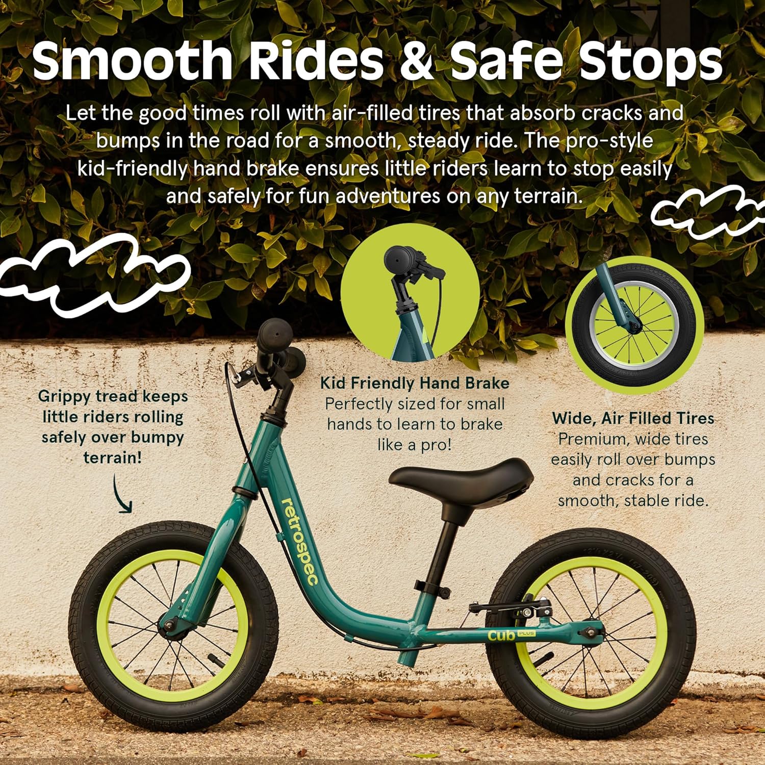 Retrospec Cub Plus Toddler Balance Bike for Boys & Girls Ages 18 Months - 4 Years No Pedals with Lightweight Frame and Adjustable V-Brake, Seat and Handlebar for Kids