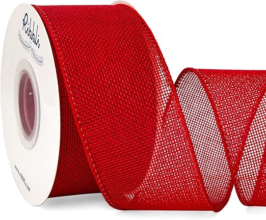 Ribbli Red Wired Ribbon,2 Inch x Continuous 10 Yard, Wired Edge Ribbon for Big Bow,Wreath,Tree Decoration,Outdoor Decoration