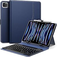 Vista 11 de MoKo Funda universal para tablet con teclado QWERTY para tablet de 9", 9.7", 10.1", 10.2", 10.4", 10.5", 10.9", con teclado Bluetooth inalámbrico