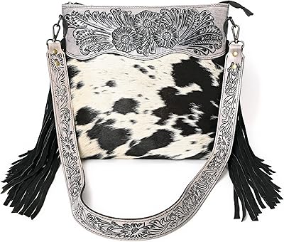 Merbaa Women Crimson HandtooledCowhide Shoulder Bag(1044B)