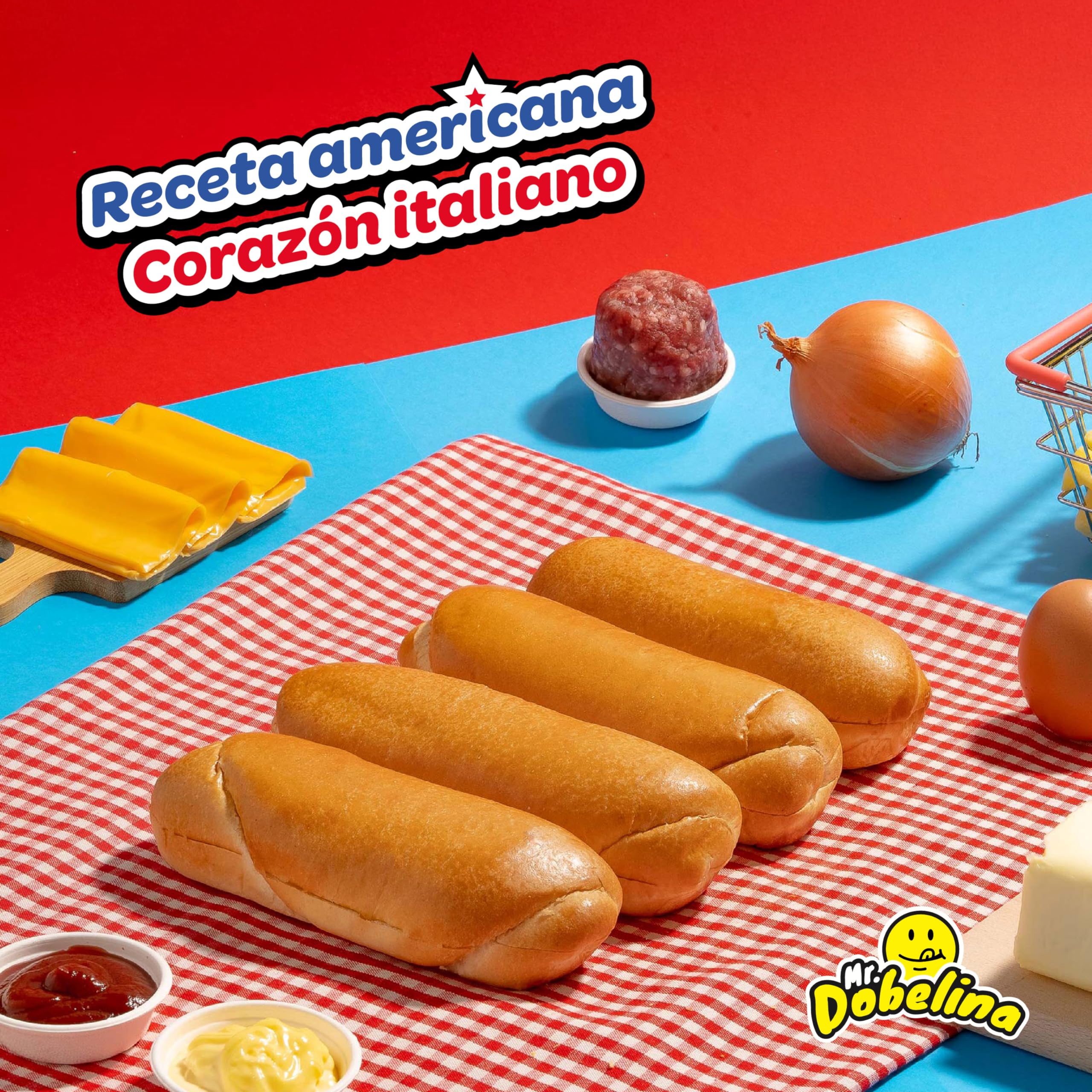 Mr.Dobelina Panecillos de patata para perritos calientes, 6 paquetes 4x60g y 16cm, blandos y dorados, sin lactosa, ideales para perritos calientes al estilo americano, sin conservantes ni aditivos