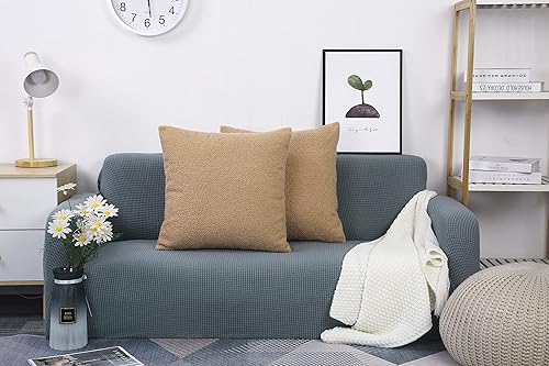 Miniatura 3 de TangDepot Paquete de 2 fundas de almohada de lujo de imitación de piel de oveja sintética, fundas de almohada cuadradas, fundas de almohada