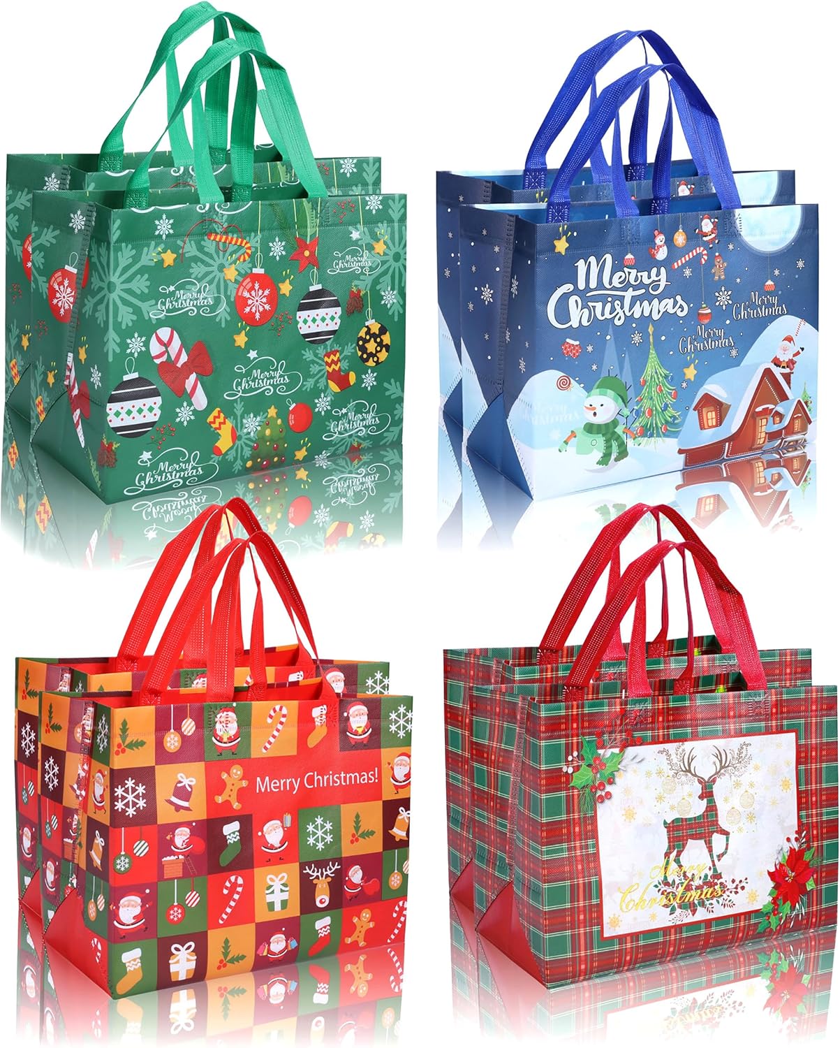 Yoption 16 Pack Christmas Gift Bags with Handle, Reusable