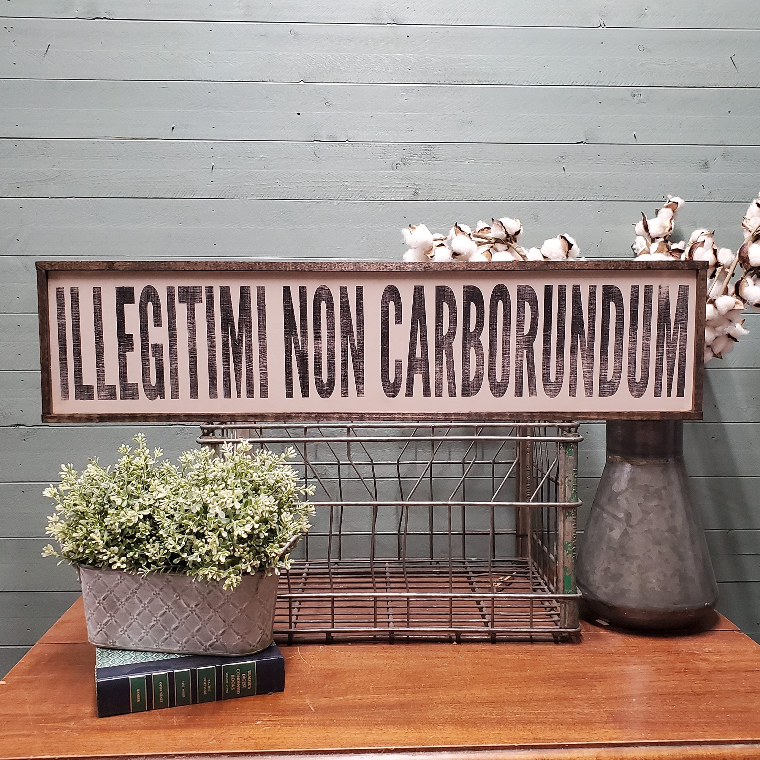 Wnnyof Illegitimi Non Carborundum Sign, Don't Let The Bastards Get You Down Kitchen Farmhouse Kitchen Decor Wood Signs with Quotes Wood Sayings Signs 4 X 16 Inch