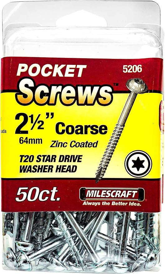 Milescraft 5206 Wood Pocket Hole Screws 7 x 21/2" Washer Head with