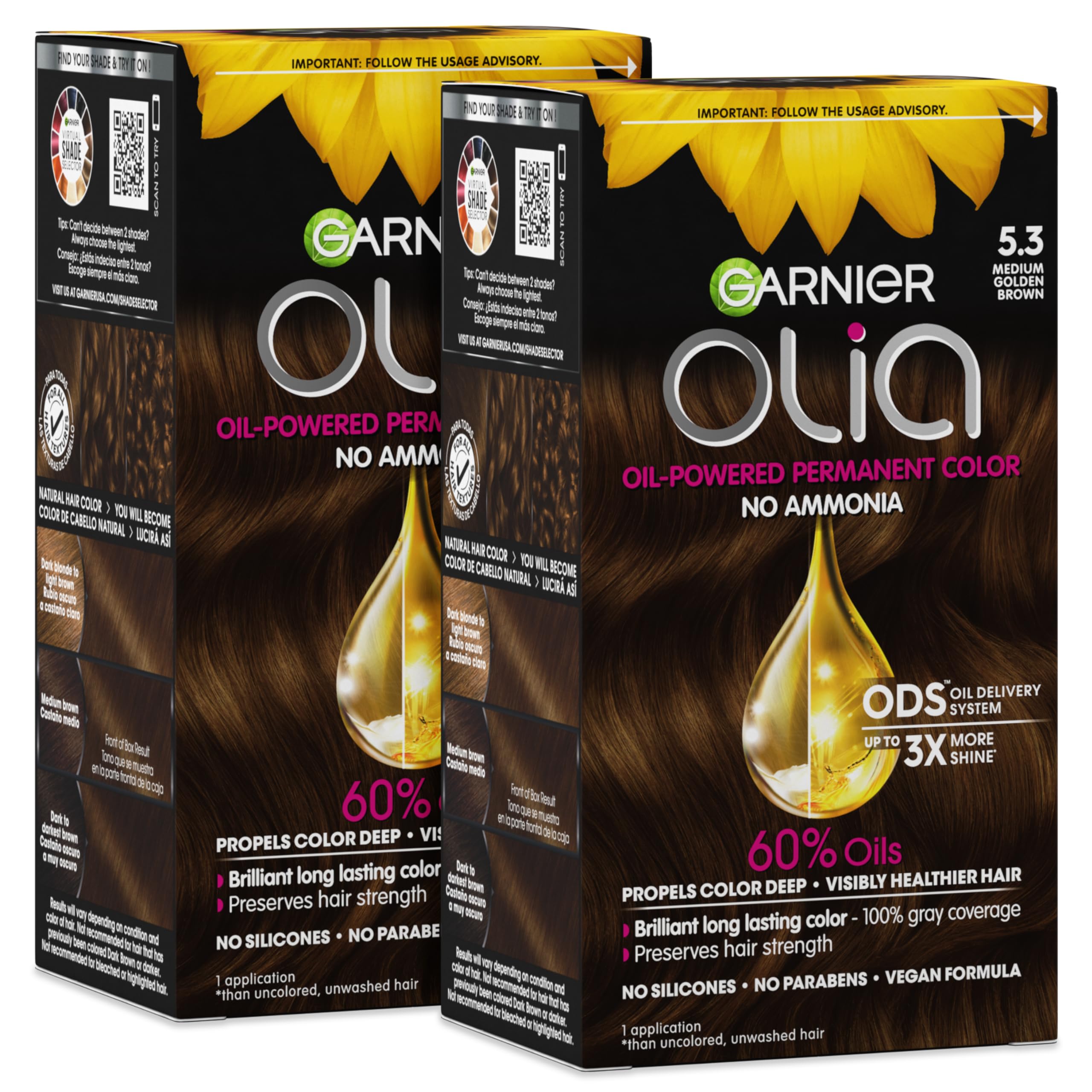 Garnier Olia Hair Color, Ammonia-Free Permanent Hair Dye, Oil-Pow…