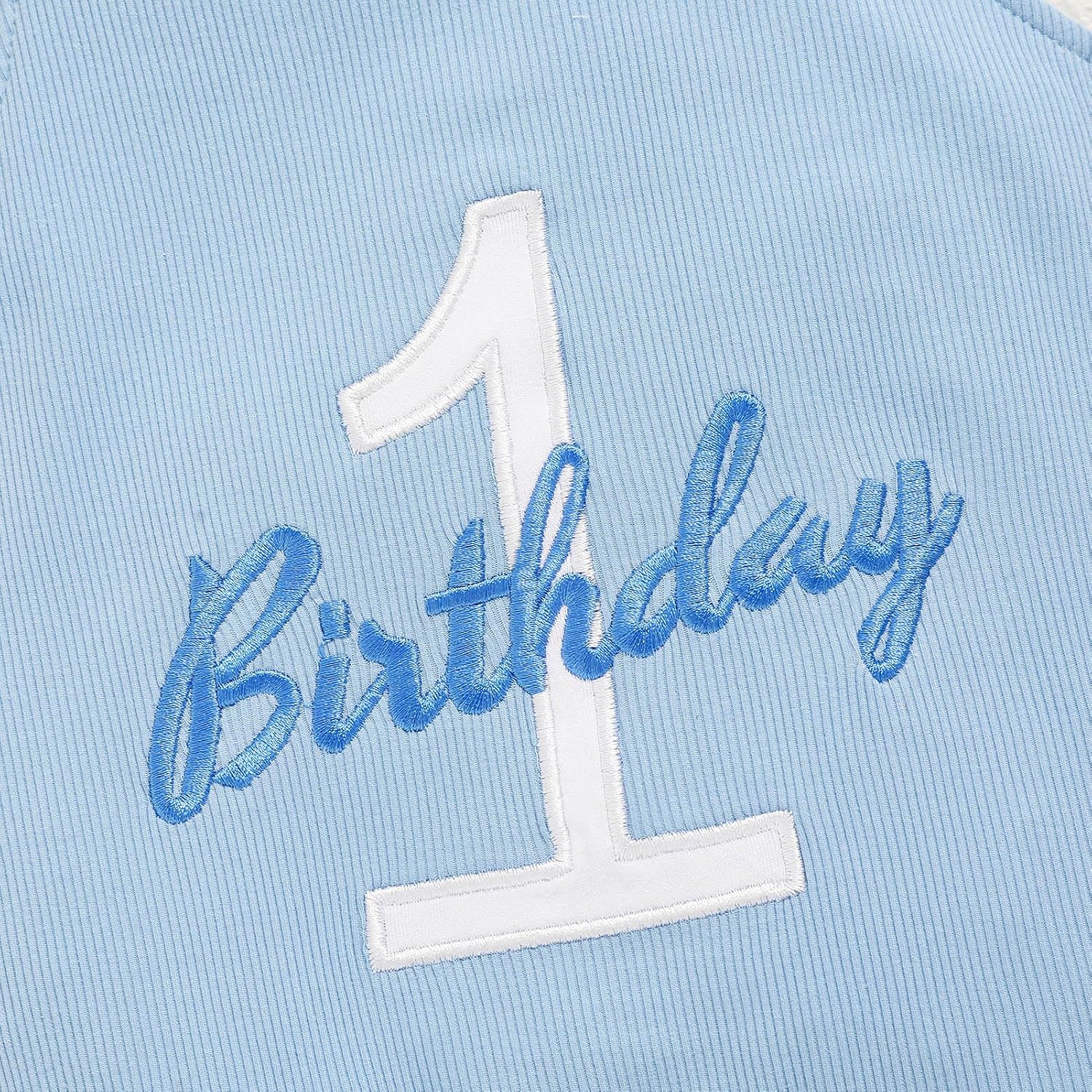 Baby Boy 1st Birthday Romper Infant Ribbed Jumpsuit Embroidery One Year Old Cake Smash Outfits
