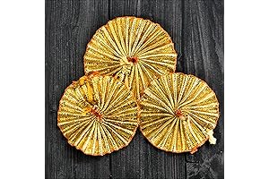 EmbroideryMaterial Embroidered Gota Flowers for Garments and Crafting (100 Gold, 4 cm)