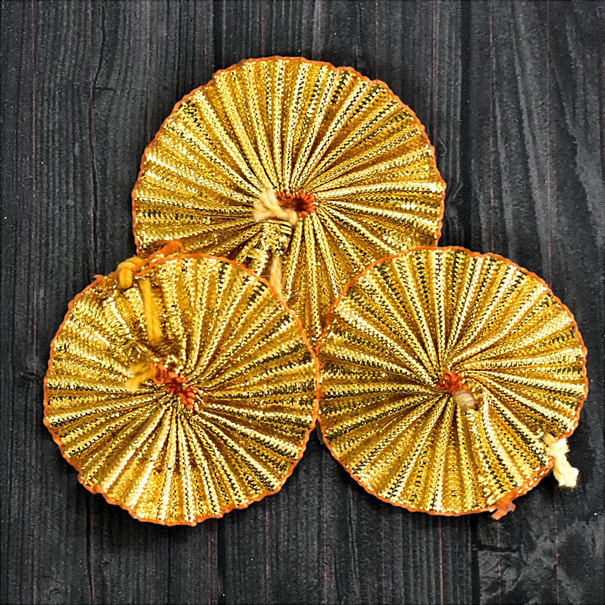 EmbroideryMaterial Gota Patti Embroidery Patches for Clothes, Applique Patches for Embroidery Work, Gota Flowers for Decoration, Crafts & Flowers for Designing (100 Pieces, Gold, 4 CM)