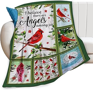 Cardinal Blanket Green Red Animals Bird Throw Blankets for Couch Sofa Bed Stuff Decor Soft Cozy Fleece Plush Warm Flannel Bedding Blanket Memorial Gifts for Baby Girls Boys Kids Adults 40