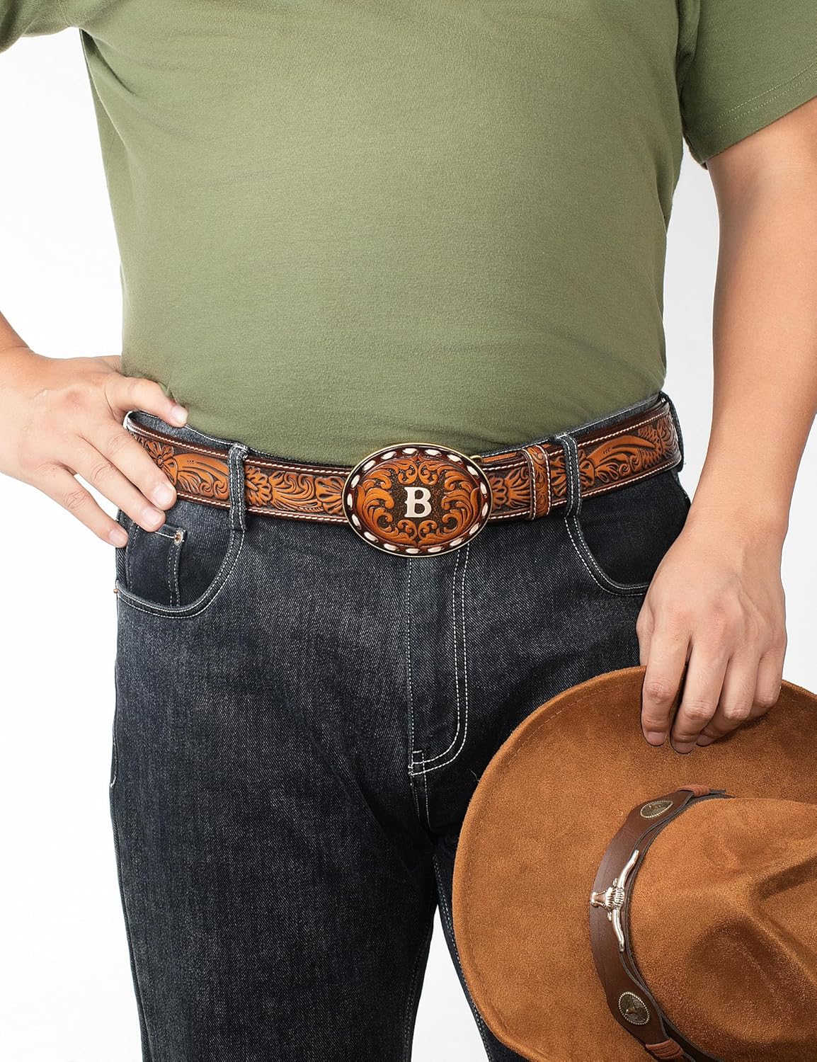 No Buckle Full Grain Leather Belt Men Women Fits With 1.5 Inch Buckle - Image 2