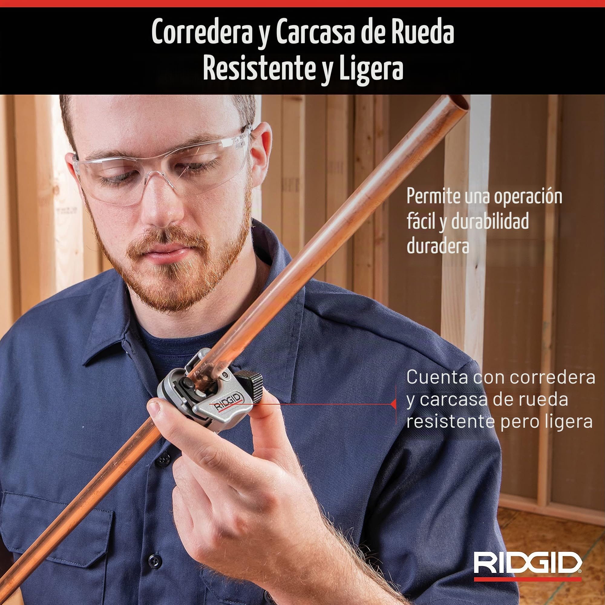 RIDGID, 86127 Modelo 118 Close Quarters AUTOFEED, Cortador de tubos de cobre, aluminio, latón y plástico de 1/4 a 1 1/8 pulgadas (0,6 a 3 cm)