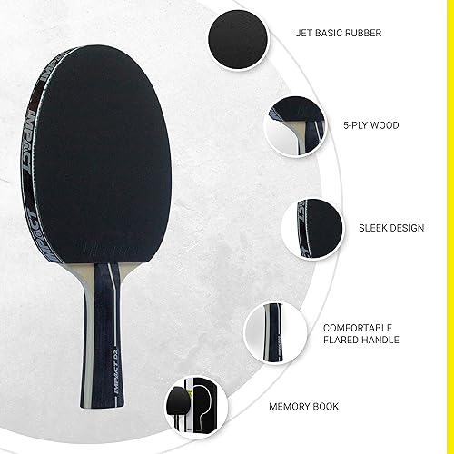 Miniatura 2 de Killerspin Impact SmartGrip - Raqueta de ping pong negra con funda, equipo de tenis de mesa para principiantesintermedios, garantiza un buen control
