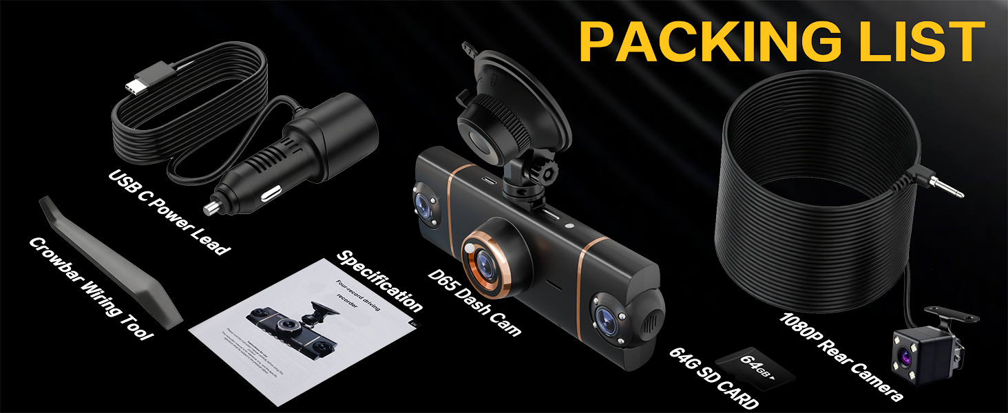 Amazon.com: XYGCACO 4 Channel 360° Dash Cam Front Rear Inside and