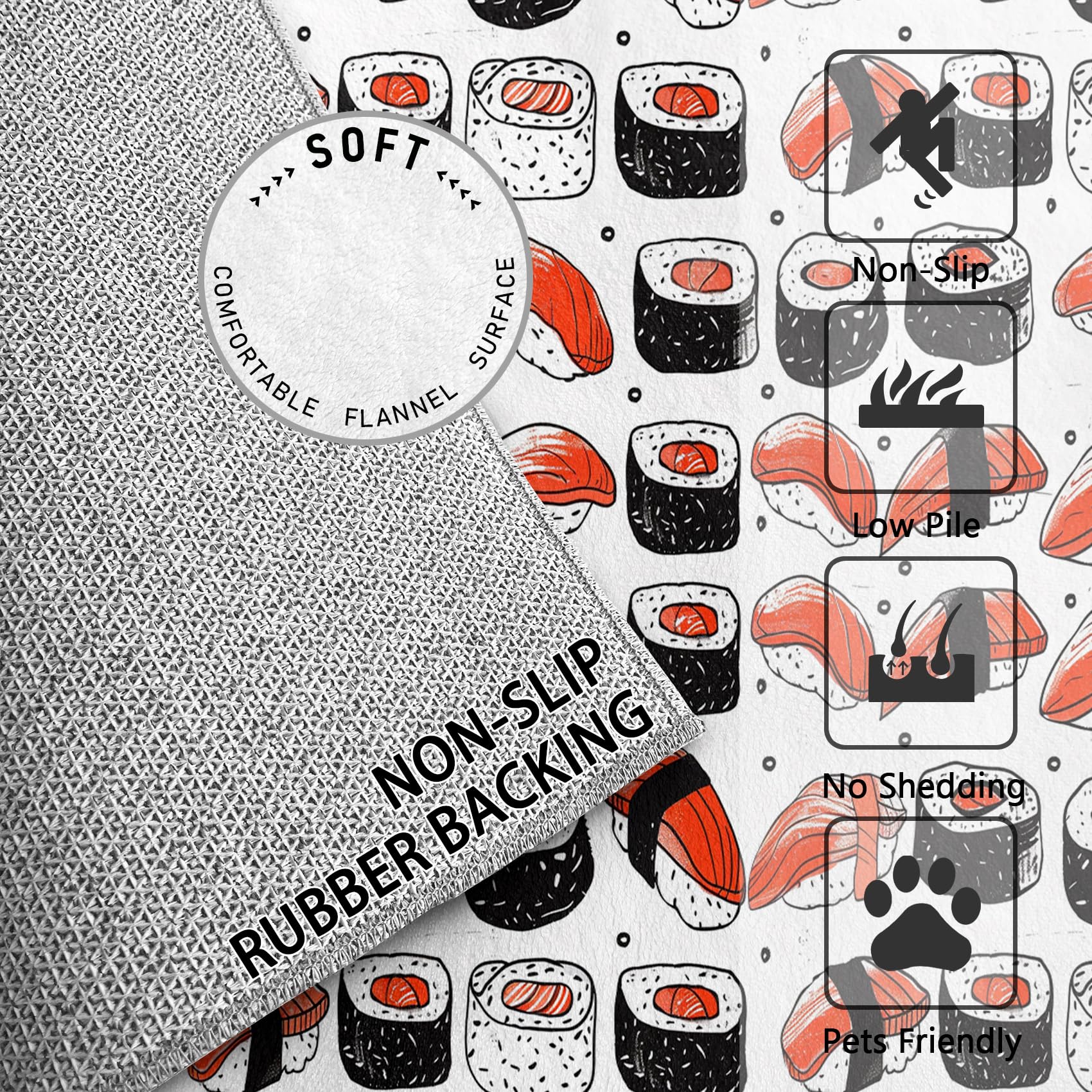【SUSHIさん専用】カーペット Amazon.com: Generic 5x7 Rug, Sushi Rug Washable Non Slip Soft for