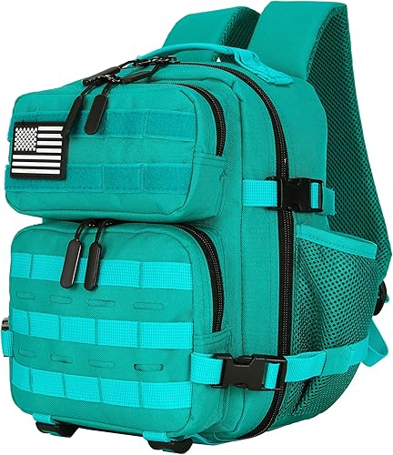 Miniatura 12 de Mini mochila táctica de 9L para hombres y mujeres, mochila táctica pequeña para senderismo, bolsa táctica pequeña, paquete de fitness, Negro&rojo,