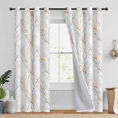 Vista 85 de Fmfunctex. - Cortinas con estampado de ramas. Rama Amarillo