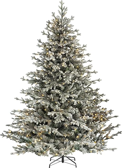 WeRChristmas Snow Flocked Fraiser Fir Christmas Tree with 400 Chasing Warm LED Lights, Multi-Colour, 6 feet/1.8m
