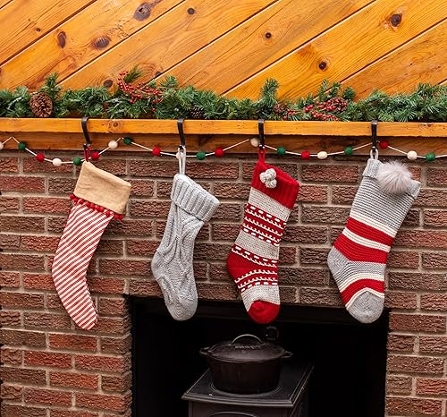 Miniatura 8 de BIRDROCK HOME Paquete de 4 ganchos de Navidad para mantel de Navidad, soporte para chimenea, colgador de metal para calcetines, soporte de