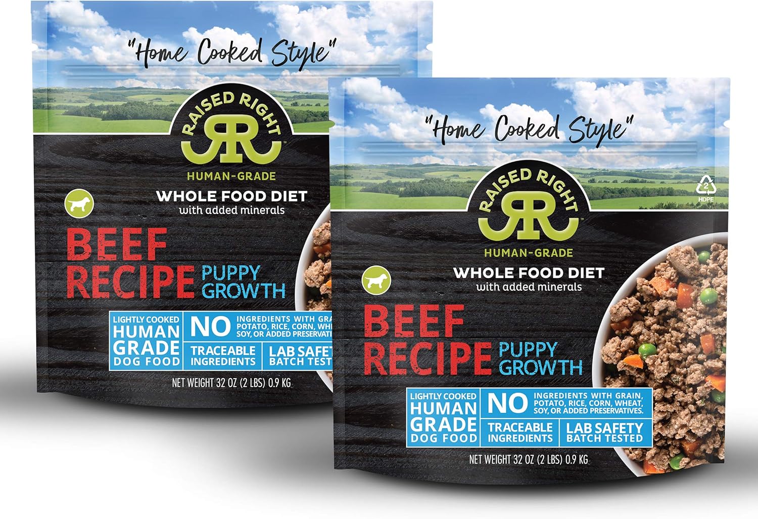 Raised Right Beef HumanGrade Frozen Puppy Food, Low Carb