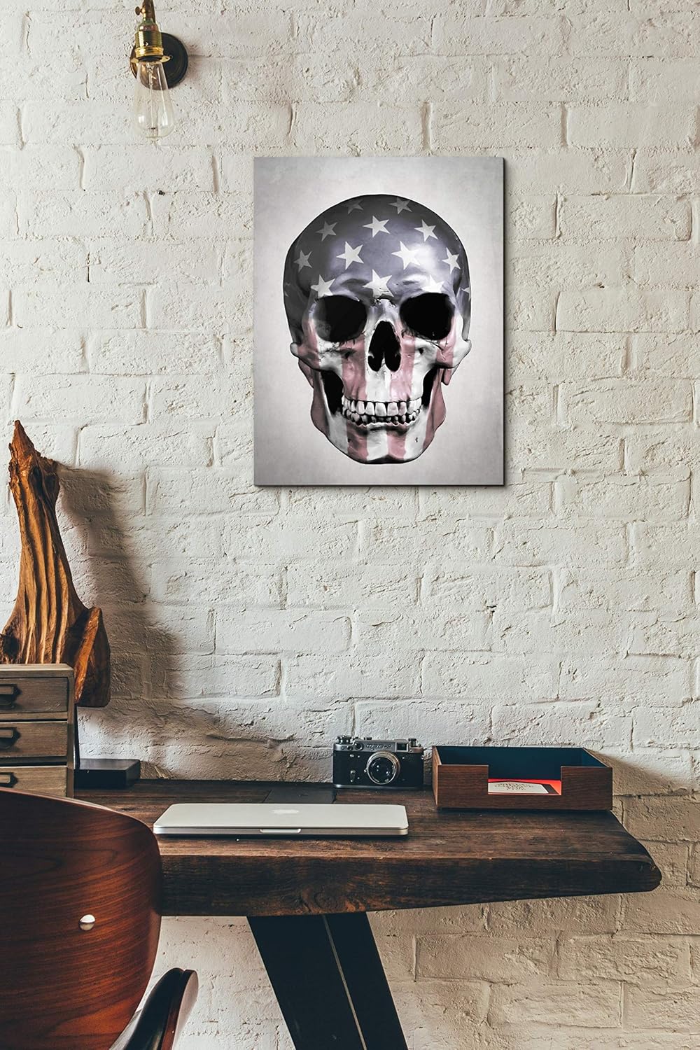 Cortesi Home 'American Skull-Grey' by Nicklas Gustafsson, Canvas Wall Art, 12"x16"