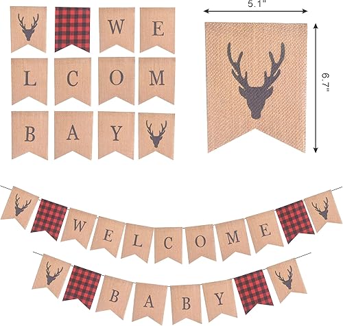 Miniatura 4 de Lumberjack - Decoración de bienvenida para baby shower, baby shower a cuadros de búfalo, baby shower a cuadros de madera, decoración de fiesta de