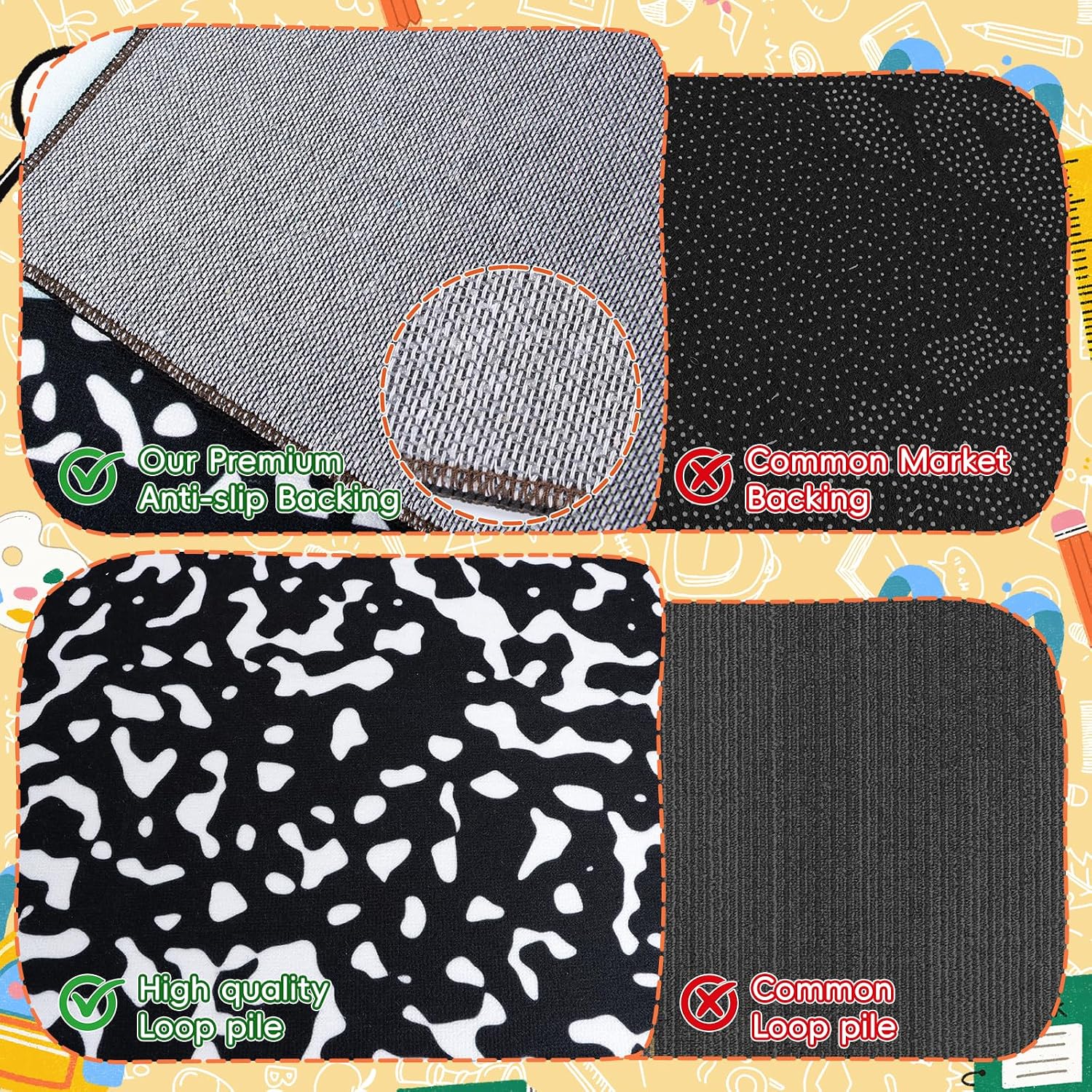 Lettry Composition Notebook Classroom Rug, 4×3 FT Educational Area Rug for Room Seating Décor, Large Back to School Composition Book Play Rug Educational Learning Mat for Classroom Learning Corner