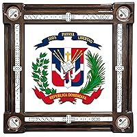 Vista 1 de Dominican Coat of Arms Domino Table with Vintage Presidente Logo Cup Holders by Domino Tables by Art