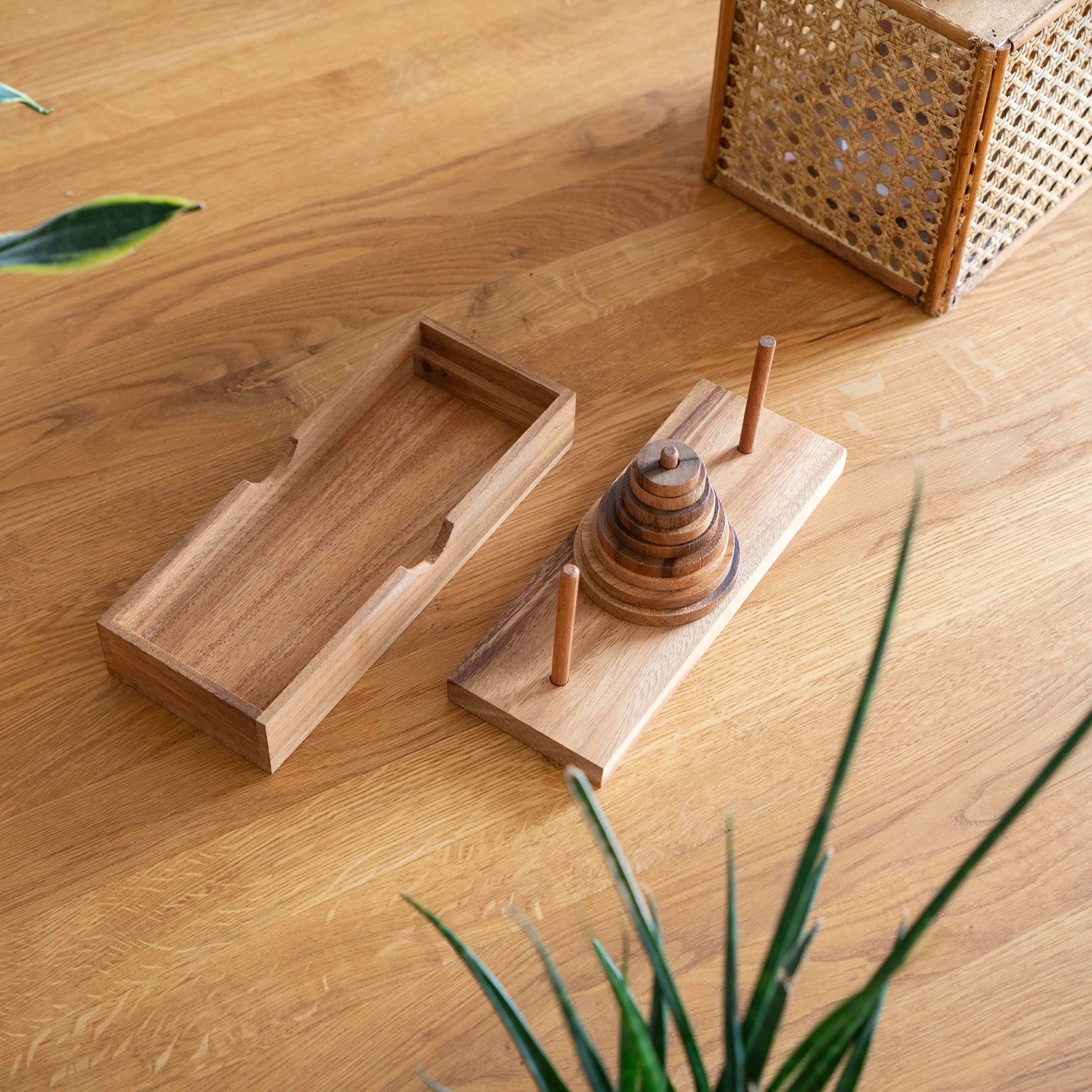 LOGOPLAY Pagoda - Tower of Hanoi - Thinking game - Puzzle game - Patience game - Logic game with 9 wooden discs - Image 3