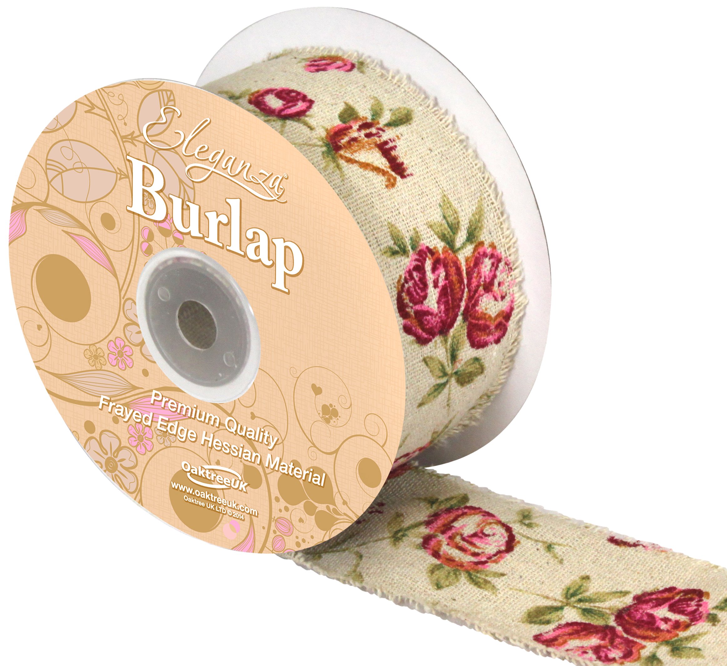 Eleganza 50 mm x 10 m Burlap Frayed Edge, Vintage Rose