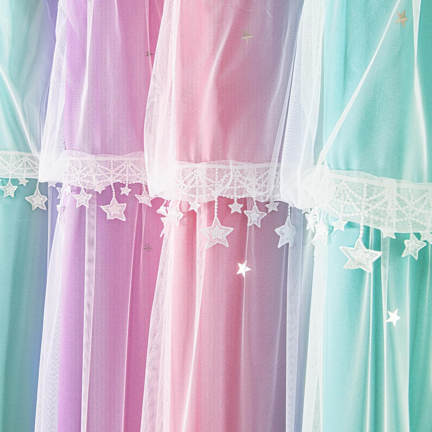 UNISTAR Curtains for Girls Bedroom Kids Room, Star Room Darkening Cutain for Princess Daughter Window Home Decor (W34 x L84, Pink Purple Green /1Panel)