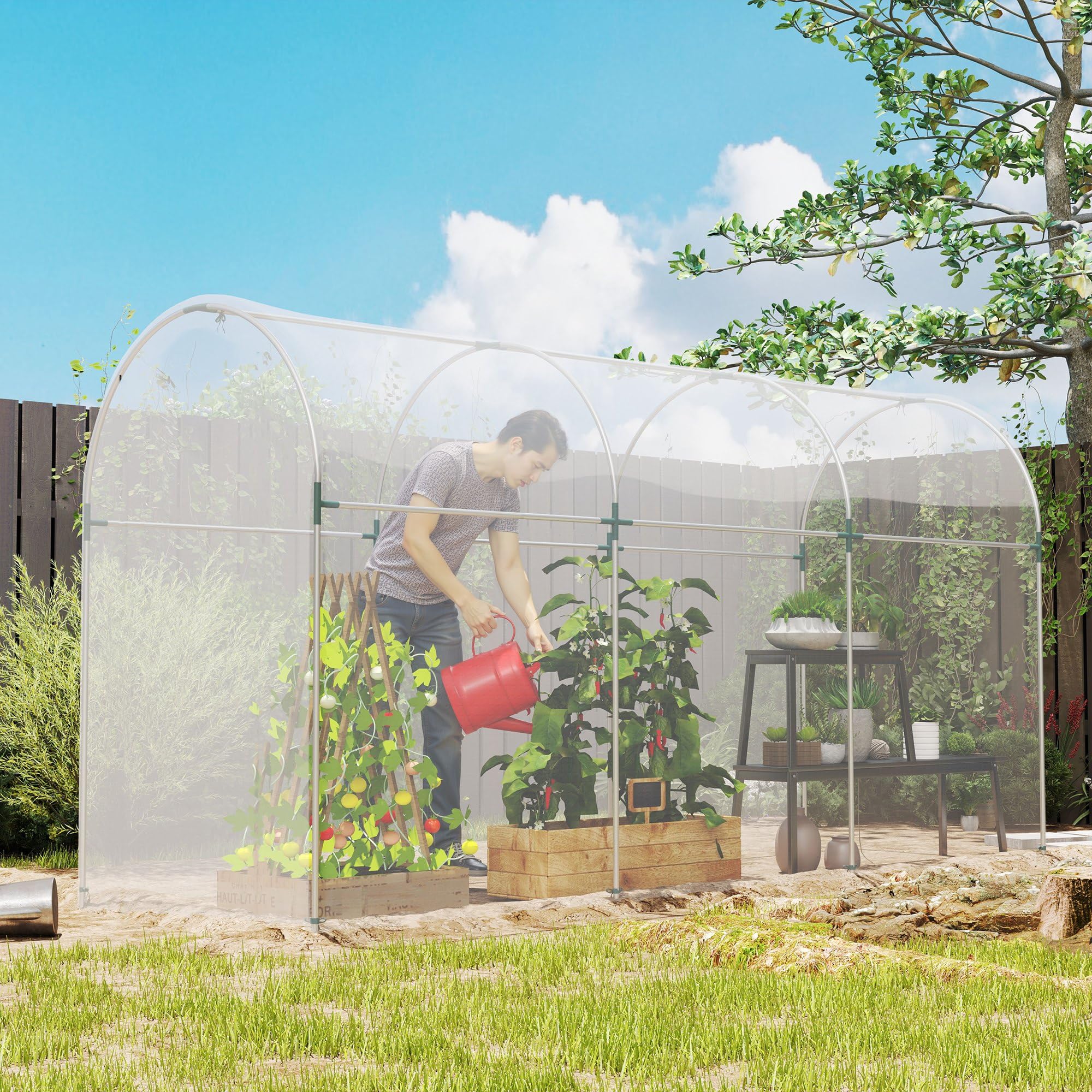 Outsunny Bâche pour Serre Plastique Transparente 6 x 10 m Imperméable Résistante aux UV Polypropylène 150g/m²