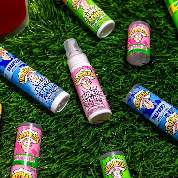 WARHEADS Super Sour Candy Spray Assorted Flavors 0.68 oz 3 Pack | Compact Package Fits Easily Into Gift Bags, Lunchboxes, Travel Kits, And Fun Snack Collections