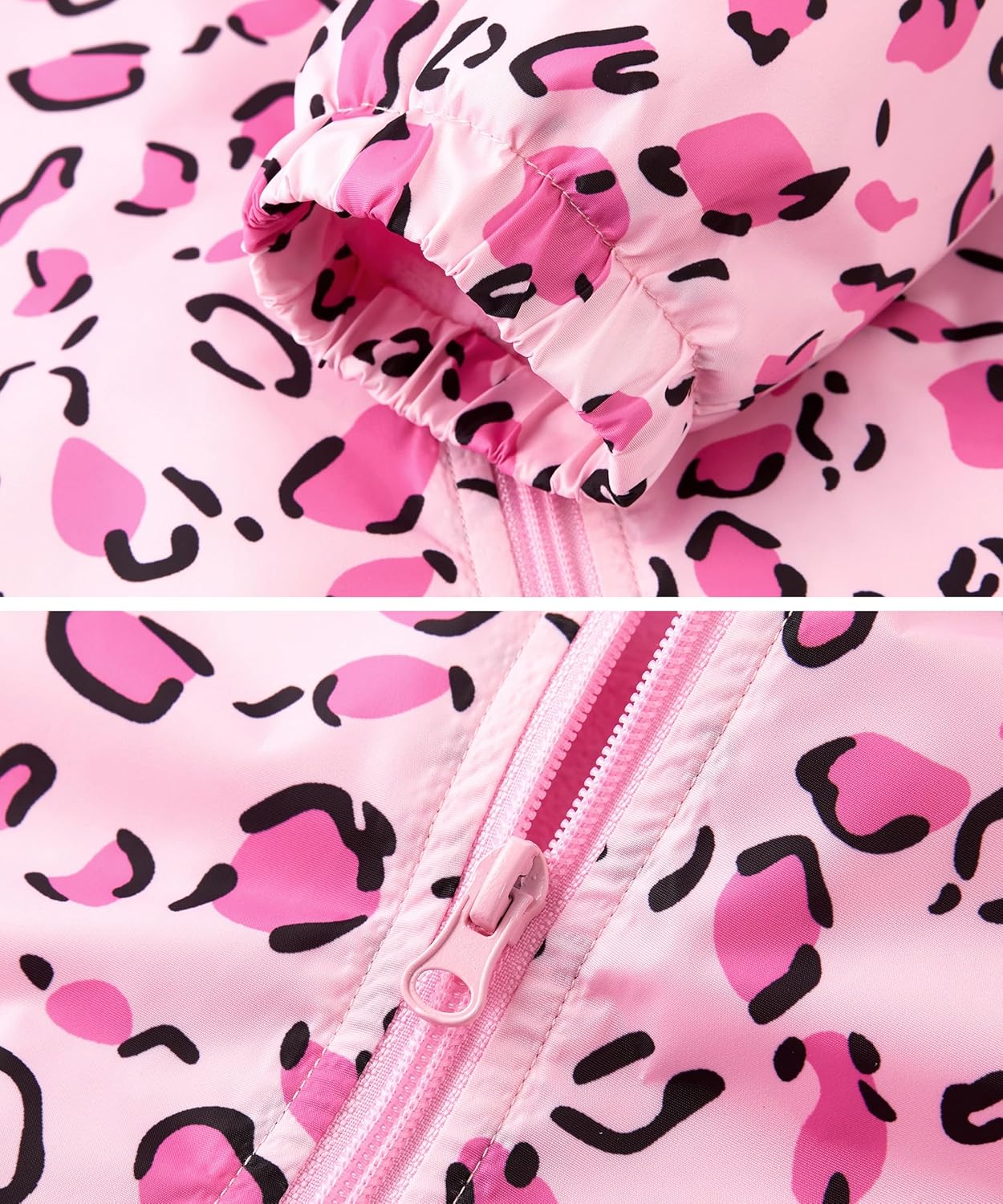 Girls Boys Rain Jacket Windproof Raincoat Hooded Fleece Lined Outerwear - Image 5