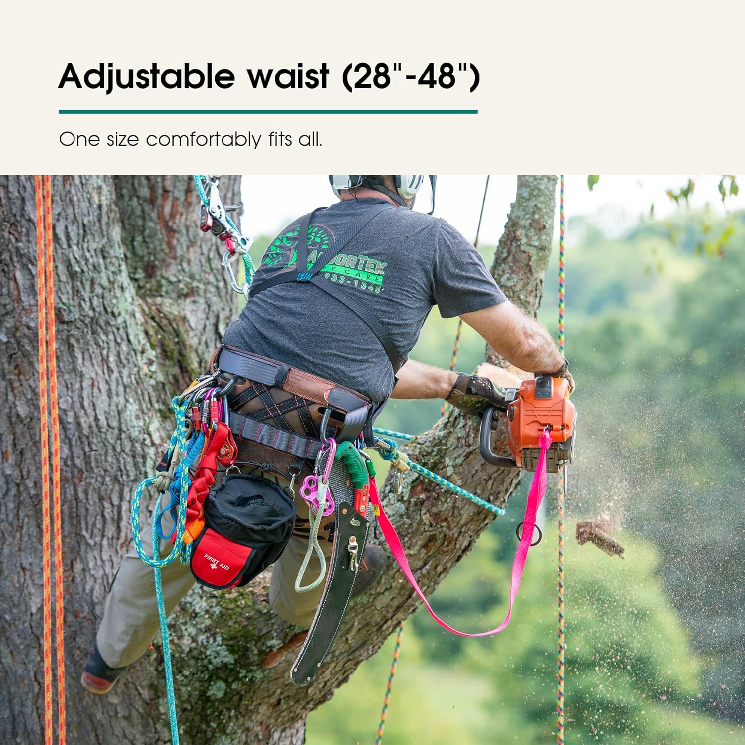 Denali Saddle Harness, Adjustable Water Buffalo Leather Arborist Harness with AirFlex Foam, Professional Tree Climbing Gear, One Size