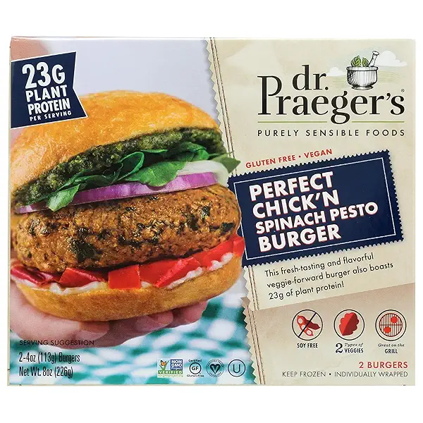 Dr. Praeger's, Perfect Chick'n Spinach Pesto Burgers, 4 Ounce, 2 Count 1